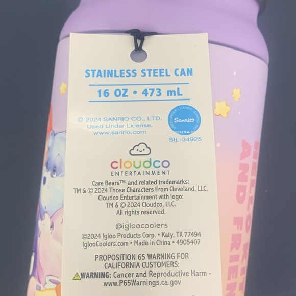 NWT CARE BEARS Insulated Can 16 Oz igloo Stainless Steel - Picture 6 of 10